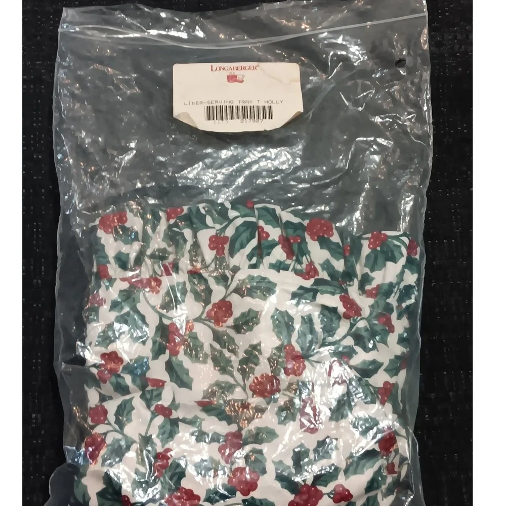 Longaberger Traditional Holly Serving Tray Basket Liner 217927 Christmas Ruffle